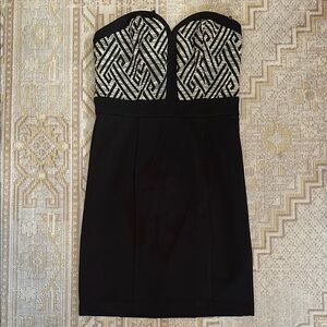 Guess Black and White Strapless Sheath Dress